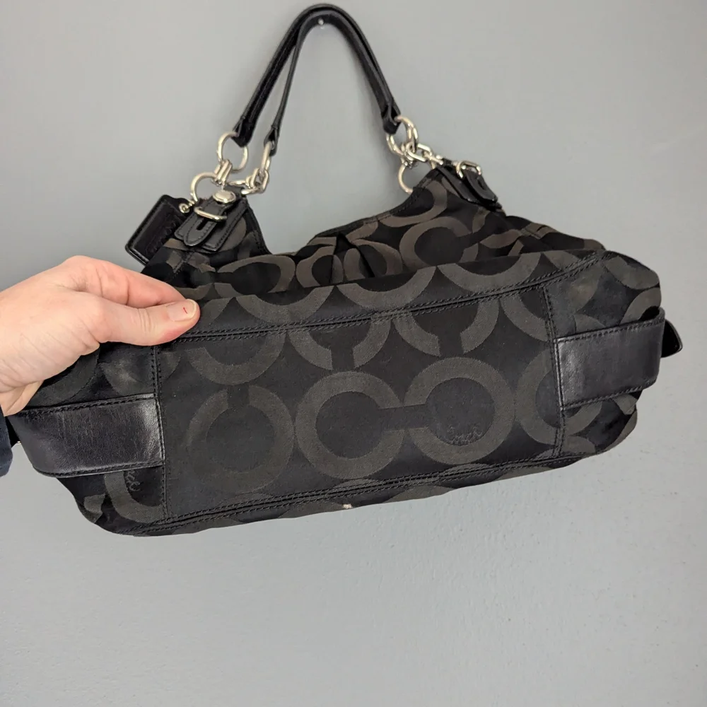 Coach Black Signature Circle Hobo Bag